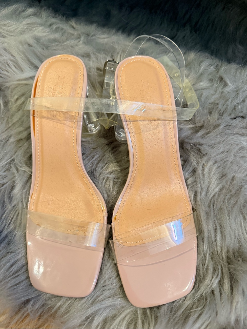 Nude Blush Clear-Strap Block Heel Sandals - Women